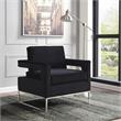 Home Square 2 Piece Velvet Accent Chair Set with Metal Base in Black and Chrome