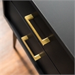 Home Square 2 Piece Modern Wood Side Table Set with Gold Metal Handle in Black