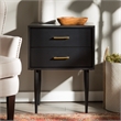 Home Square 2 Piece Modern Wood Side Table Set with Gold Metal Handle in Black