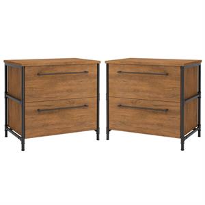 home square 2 piece lateral wooden filing cabinet set in checked oak