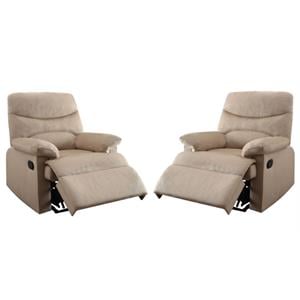 home square 2 piece upholstered linen woven recliner set in beige