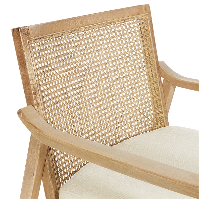 Home Square 2 Piece Coastal Upholstered Linen Fabric Armchair Set in Beige