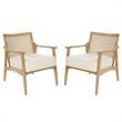 Home Square 2 Piece Coastal Upholstered Linen Fabric Armchair Set in Beige