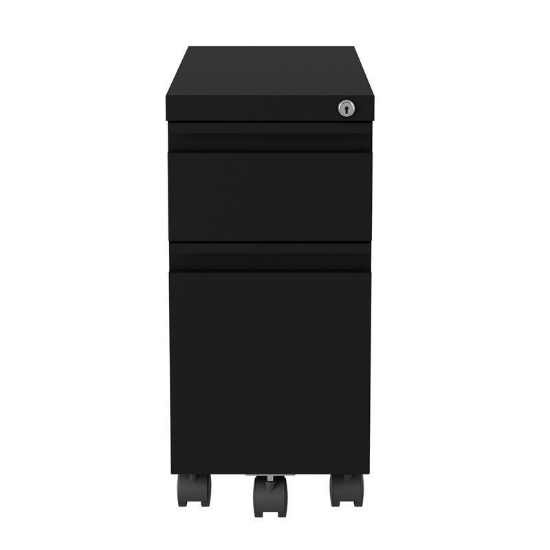 Home Square 2 Piece Pedestal Mobile Wood Filing Cabinet Set in Black