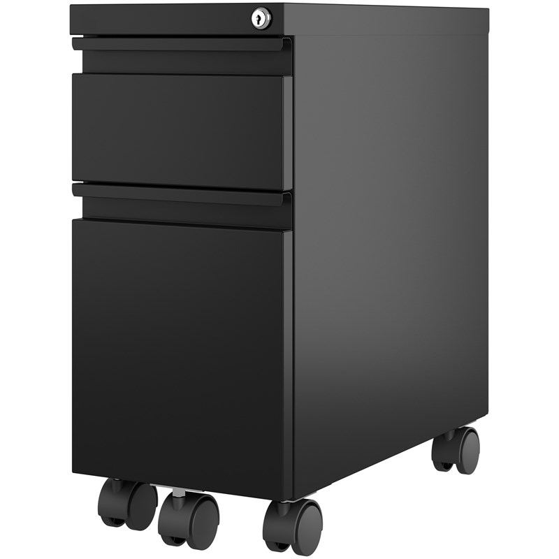 Home Square 2 Piece Pedestal Mobile Wood Filing Cabinet Set in Black