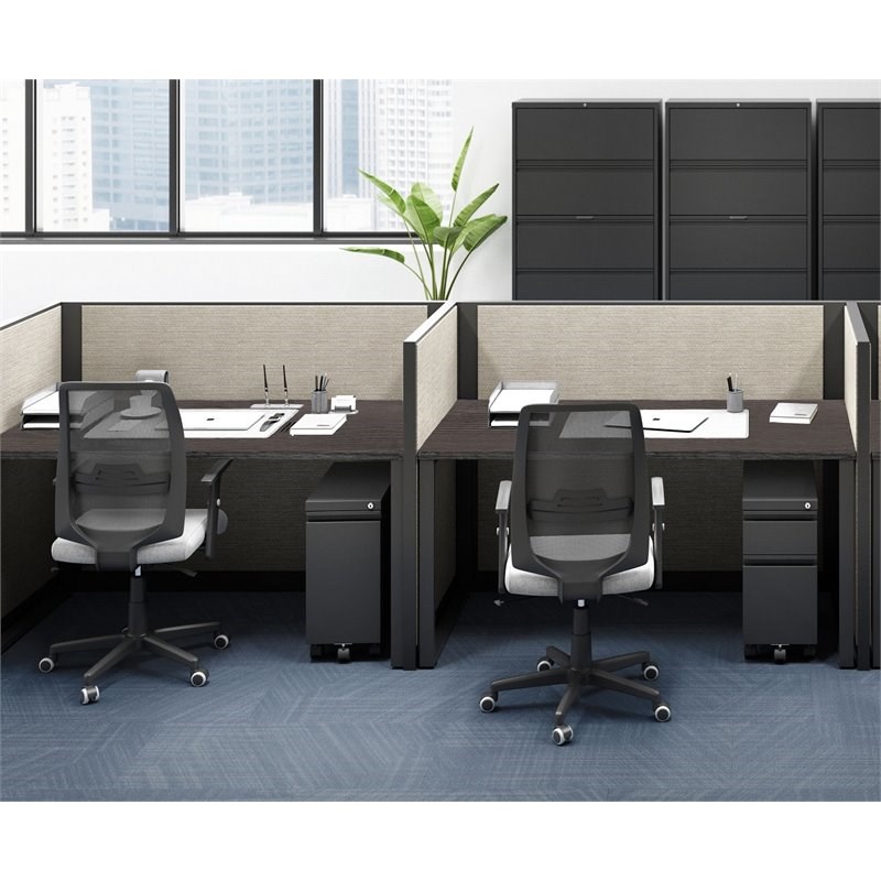 Home Square 2 Piece Pedestal Mobile Wood Filing Cabinet Set in Black