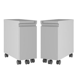 Home Square 2 Piece Mobile Filing Cabinet Set with 2 Hidden Drawer in Gray