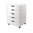Home Square 2 Piece Wood Mobile Storage Cabinet Set with 5 Drawer in White