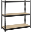 Home Square 2 Piece Metal Shelving Unit Set with 3 Shelf in Black and Brown