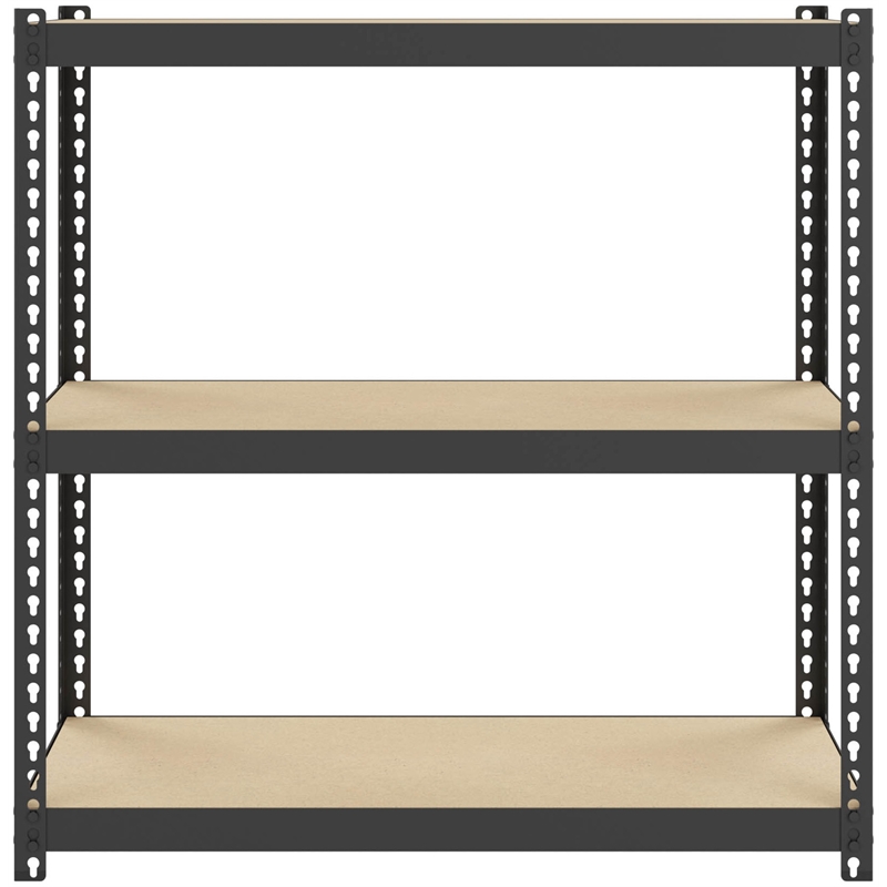 Home Square 2 Piece Metal Shelving Unit Set with 3 Shelf in Black and Brown