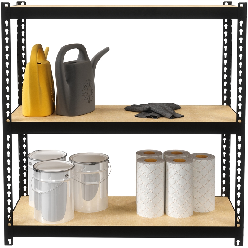 Home Square 2 Piece Metal Shelving Unit Set with 3 Shelf in Black and Brown