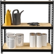 Home Square 2 Piece Metal Shelving Unit Set with 3 Shelf in Black and Brown