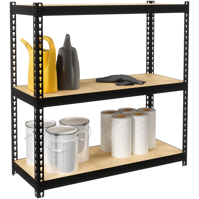 Home Square 2 Piece Metal Shelving Unit Set with 3 Shelf in Black and Brown