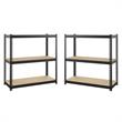 Home Square 2 Piece Metal Shelving Unit Set with 3 Shelf in Black and Brown
