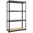 Home Square 2 Piece Metal Shelving Unit Set with 4 Shelf in Black and Brown