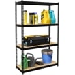 Home Square 2 Piece Metal Shelving Unit Set with 4 Shelf in Black and Brown