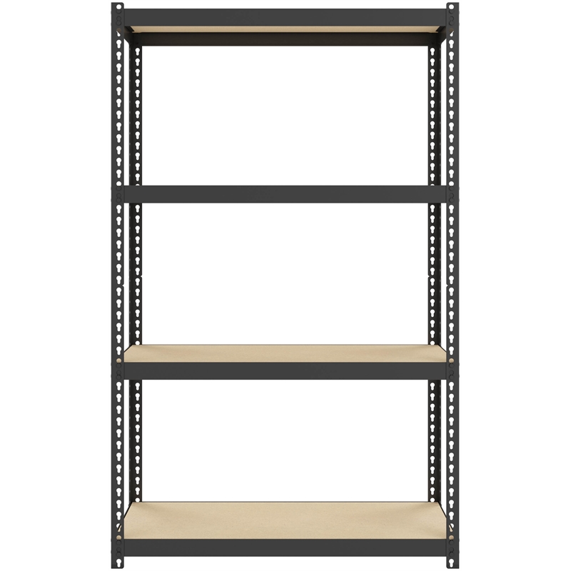 Home Square 2 Piece Metal Shelving Unit Set with 4 Shelf in Black and Brown