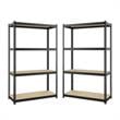 Home Square 2 Piece Metal Shelving Unit Set with 4 Shelf in Black and Brown