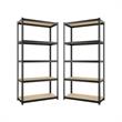 Home Square 2 Piece Metal Shelving Unit Set with 5 Shelf in Black and Brown