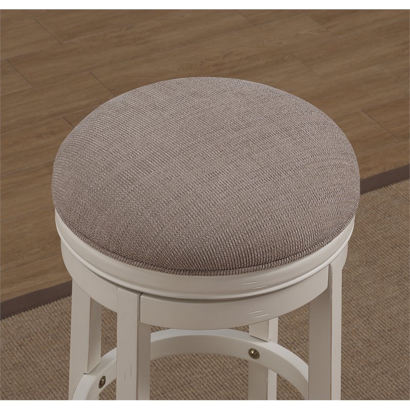 Home Square 2 Piece Backless Wood Bar Stool Set in Distressed Antique White