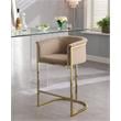 Home Square 2 Piece Velvet Counter Stool Set with Gold Metal Base in Beige