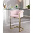 Home Square 2 Piece Velvet Counter Stool Set with Gold Metal Base in Pink