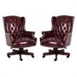 Home Square 2 Piece High Back Faux Leather Tufted Executive Chair Set in Oxblood