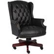 Home Square 2 Piece High Back Faux Leather Tufted Executive Chair Set in Black
