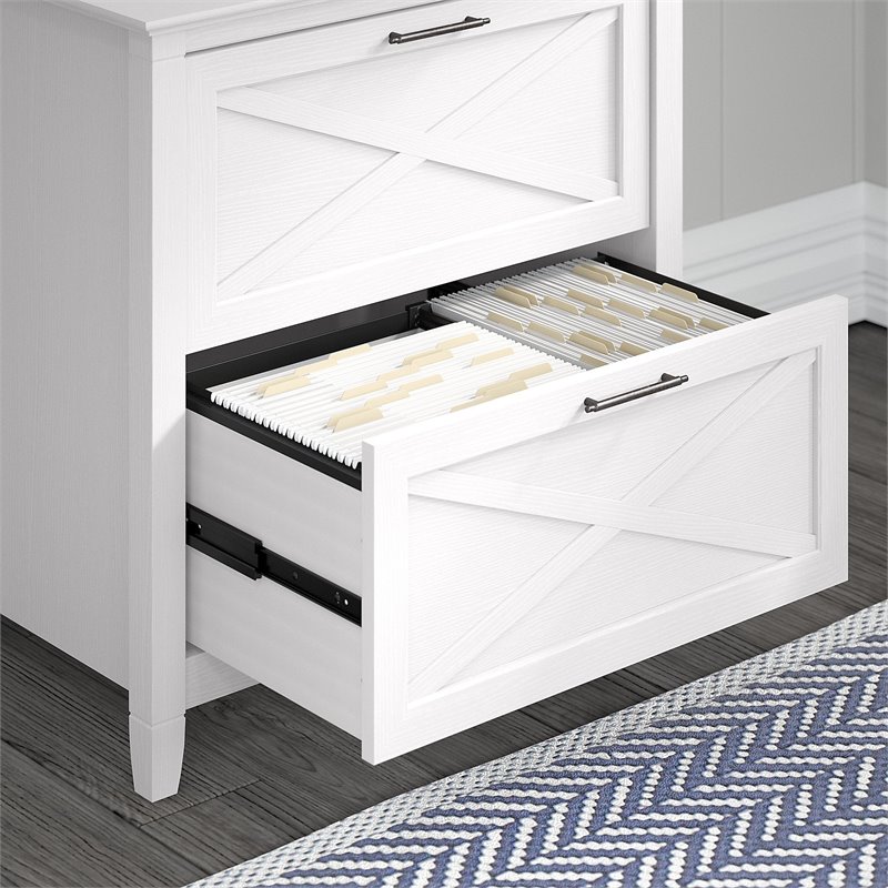 Home Square 2 Piece Lateral Filing Cabinet Set with 2 Drawer in Pure White Oak
