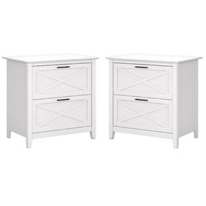 Home Square 2 Piece Lateral Filing Cabinet Set with 2 Drawer in Pure White Oak