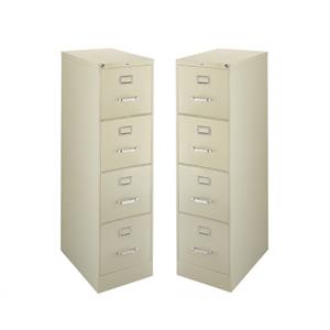 home square 2 piece metal filing cabinet set with 4 drawer in putty/beige