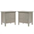 Home Square 2 Piece Solid Wood Nightstand Set with 3 Drawer in Silver Champagne