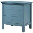 Home Square 2 Piece Solid Wood Nightstand Set with 3 Drawer in Teal Blue
