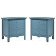 Home Square 2 Piece Solid Wood Nightstand Set with 3 Drawer in Teal Blue