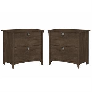 home square 2 piece lateral wood filing cabinet set with 2 drawer in ash brown