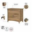 Home Square 2 Piece Wood Filing Cabinet Set with 2 Drawer in Reclaimed Pine