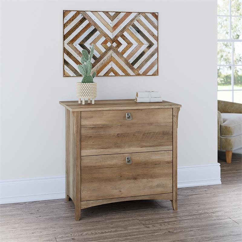 Home Square 2 Piece Wood Filing Cabinet Set with 2 Drawer in Reclaimed Pine
