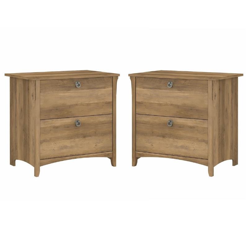 Home Square 2 Piece Wood Filing Cabinet Set with 2 Drawer in Reclaimed Pine