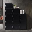 Home Square 2 Piece Multi Purpose Wooden Bookcase Set with 3 Shelf in Black