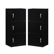 Home Square 2 Piece Multi Purpose Wooden Bookcase Set with 3 Shelf in Black