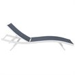 Home Square 2 Piece Teslin Fabric Patio Chaise Lounge Set in White and Navy