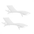 Home Square 2 Piece Teslin Fabric Patio Chaise Lounge Set in White