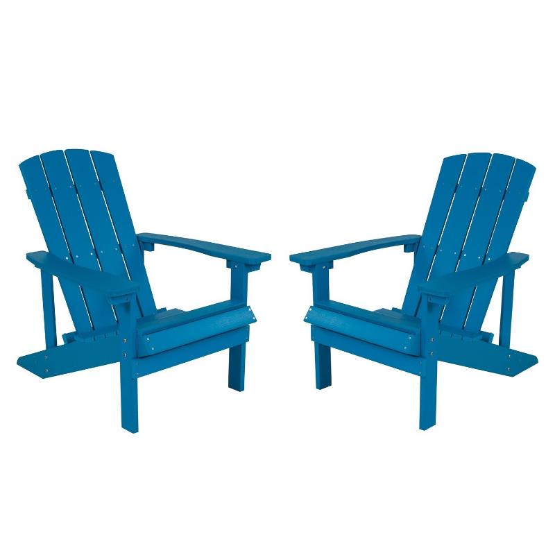 Home Square 2 Piece Faux Wood Adirondack Chair Set In Blue
