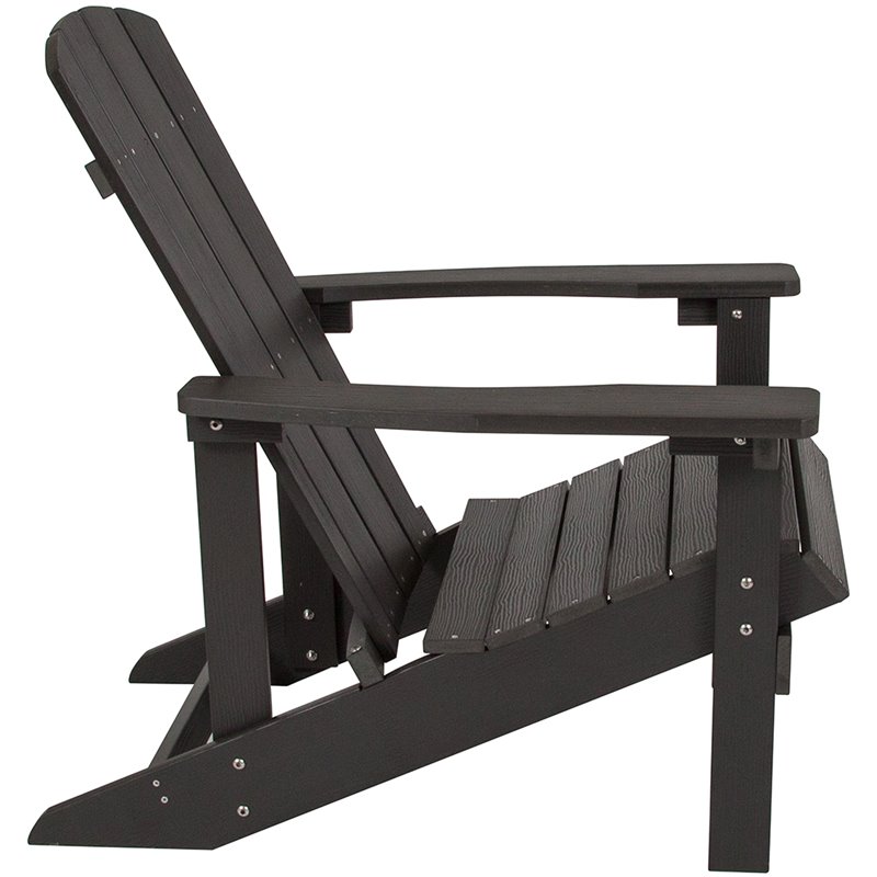 Home Square 2 Piece Faux Wood Adirondack Chair Set in Slate Gray