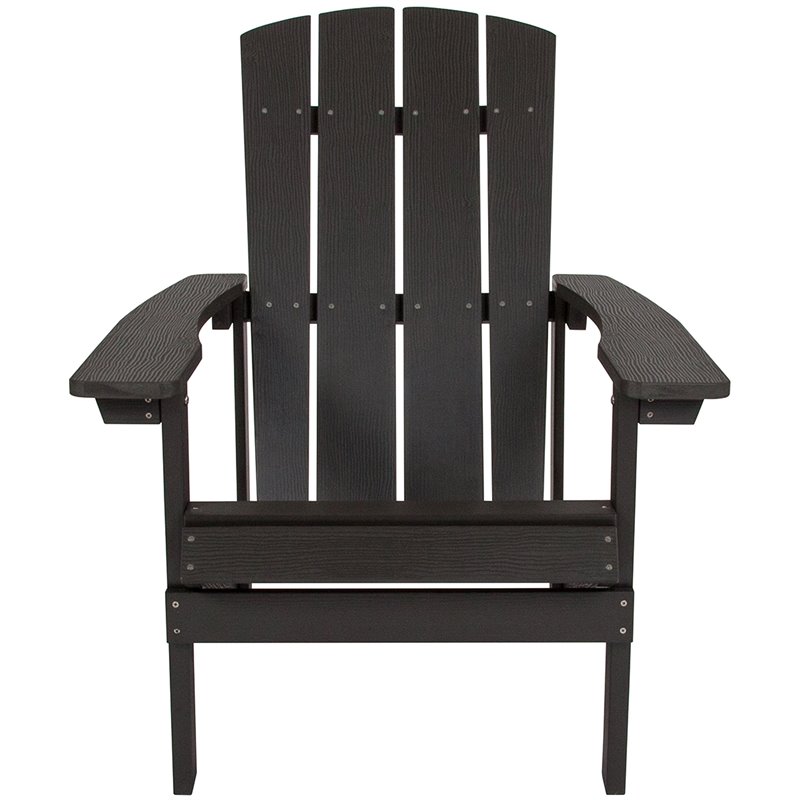 Home Square 2 Piece Faux Wood Adirondack Chair Set in Slate Gray