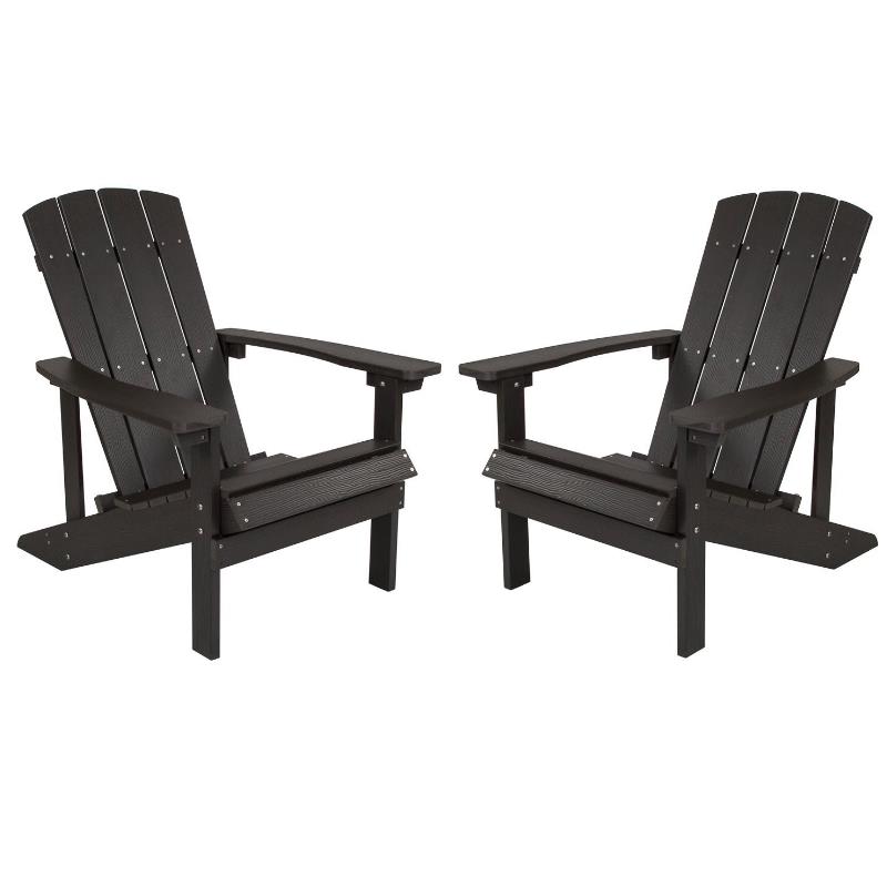 Home Square 2 Piece Faux Wood Adirondack Chair Set in Slate Gray