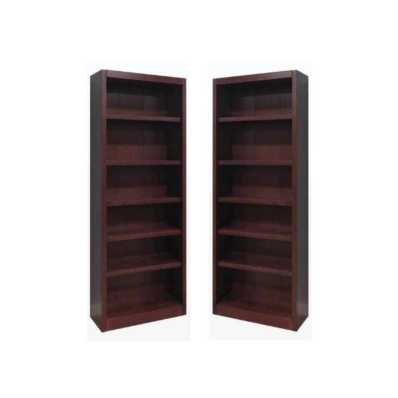 Home Square 2 Piece Solid Wood Bookcase, Narrow Cherry Wood Bookcase