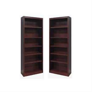 home square 2 piece solid wood bookcase set with 6 shelf in cherry