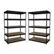 Home Square 2 Piece Riveted Metal Shelving Unit Set with 5 Shelf in Black