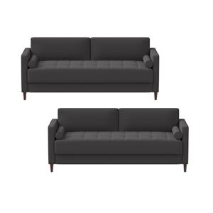 Home Square 2 Piece Fabric Upholstery Sofa Set in Heather Gray